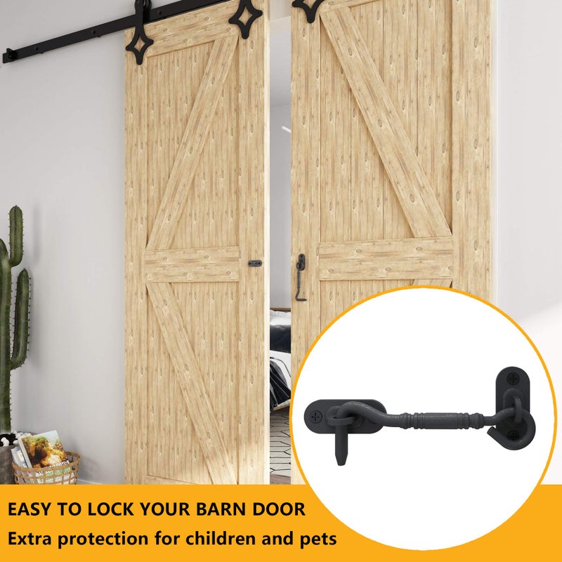 skysen 4â€ Privacy Hook Latch for Sliding Barn Door, Black(2802) - Image 3